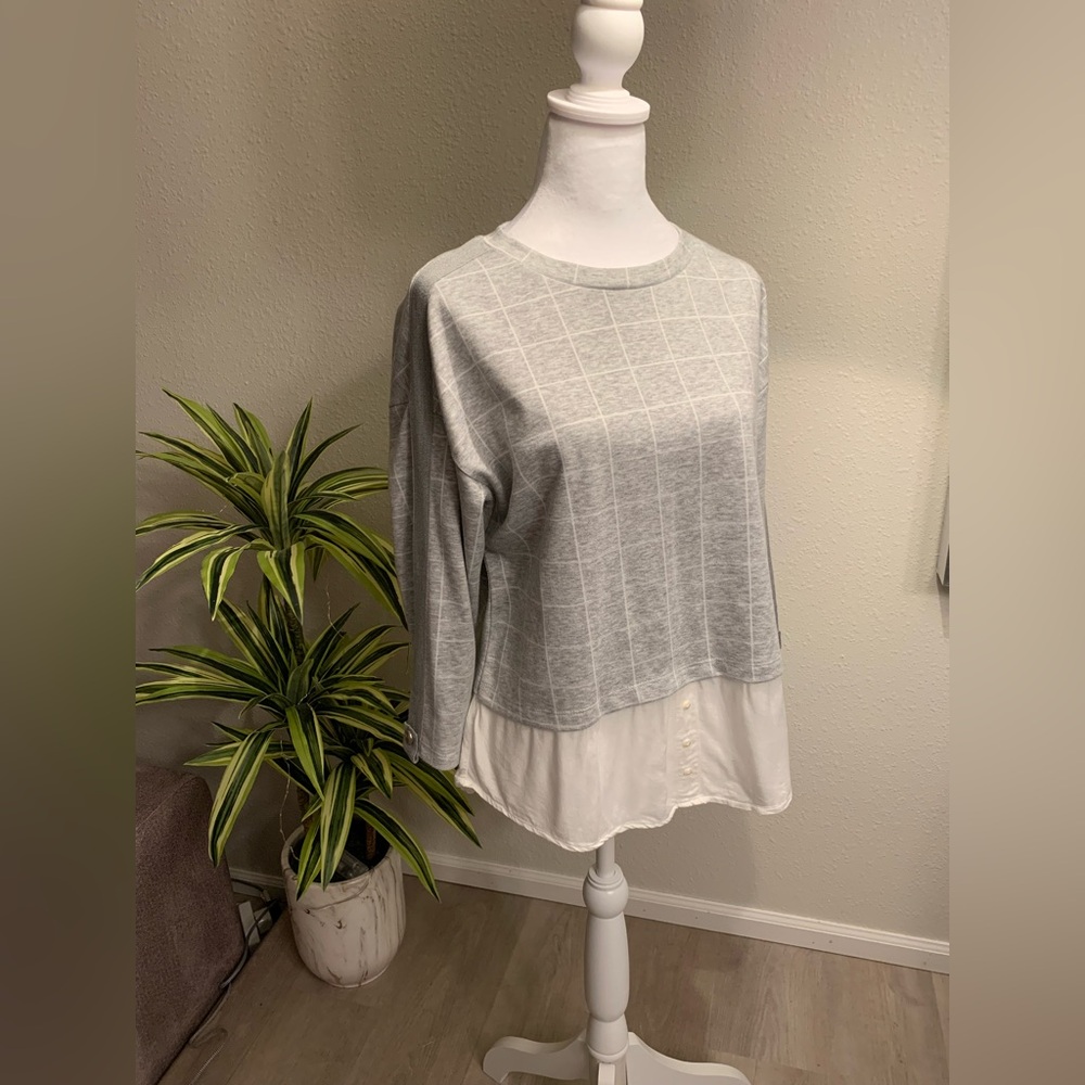 Stradivarius Gray Boxy 3/4 Sleeve Blouse